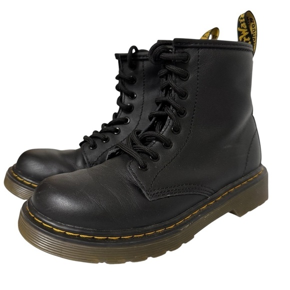 Dr. Martens Junior 1460 Softy T Black Leather Lace Up Boots Unisex Size 1 - Picture 2 of 12